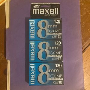 Lot of 3 Maxell 8mm GX-MP High Quality Camcorder Video Tapes 120 Minute